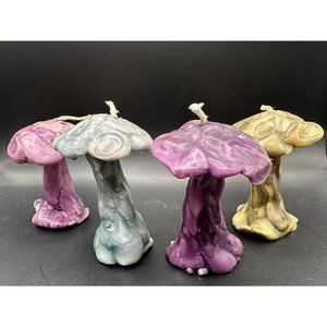 Lot Of 4 VTG Mushroom‎ Shaped Candles Millefiori Groovey Psychedelic Retro 3”